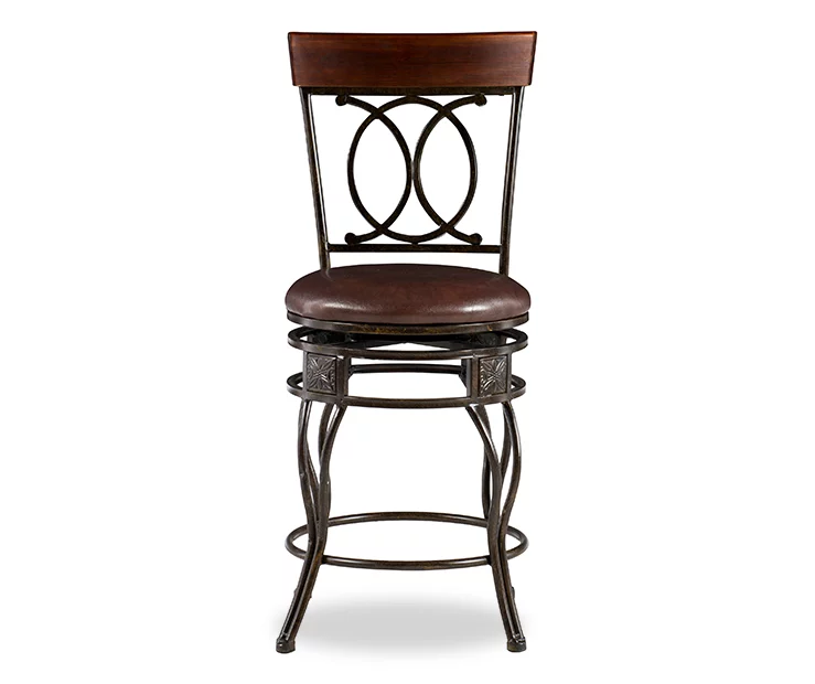 Kelley Brown & Matte Bronze Metal Ox Back Swivel Bar Stool 2 Kelley Brown & Matte Bronze Metal Ox Back Swivel Bar Stool - Image 2