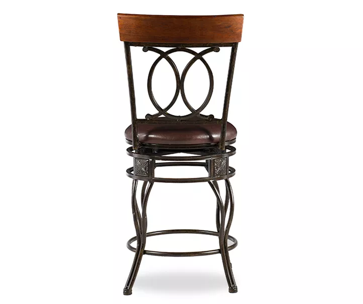 Kelley Brown & Matte Bronze Metal Ox Back Swivel Bar Stool 4 Kelley Brown & Matte Bronze Metal Ox Back Swivel Bar Stool - Image 4