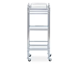 Hawkins Chrome & Glass 3-Shelf Rolling Cart -Deco Haven Shop 810543096 4
