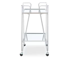 Hampton Silver 2-Shelf Rolling Steel Bar Cart -Deco Haven Shop 810543098 4
