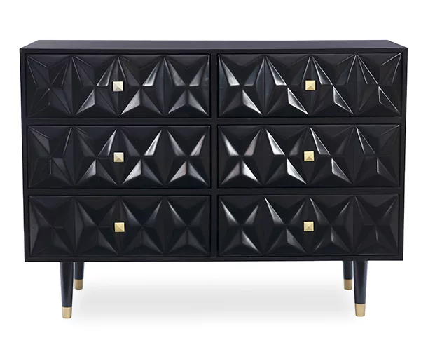 Urban Fresh Black & Gold 6-Drawer Textured Geometric Dresser 1 Urban Fresh Black & Gold 6-Drawer Textured Geometric Dresser