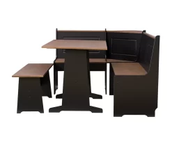 Atrium Black & Pecan 3-Piece Wooden Breakfast Nook Set -Deco Haven Shop 810543121 A1