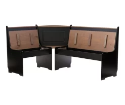 Atrium Black & Pecan 3-Piece Wooden Breakfast Nook Set -Deco Haven Shop 810543121 A8 1