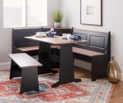 Atrium Black & Pecan 3-Piece Wooden Breakfast Nook Set -Deco Haven Shop 810543121 B0 2