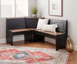 Atrium Black & Pecan 3-Piece Wooden Breakfast Nook Set -Deco Haven Shop 810543121 B0 3