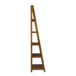 Presley Walnut 5-Shelf Ladder Bookcase -Deco Haven Shop 810543154 3