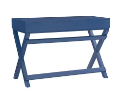 Kari Navy Blue 2-Drawer Campaign Desk -Deco Haven Shop 810543186 5