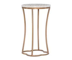 Globa Designs White & Gold Capiz Mosaic Beehive Accent Table -Deco Haven Shop 810543194 A0 1