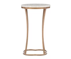 Globa Designs White & Gold Capiz Mosaic Beehive Accent Table -Deco Haven Shop 810543194 A1