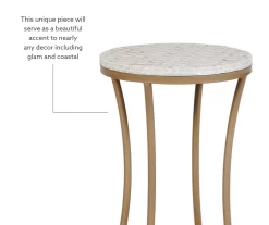 Globa Designs White & Gold Capiz Mosaic Beehive Accent Table -Deco Haven Shop 810543194 M0 2