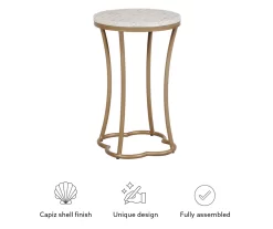 Globa Designs White & Gold Capiz Mosaic Beehive Accent Table -Deco Haven Shop 810543194 M0 3