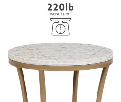 Globa Designs White & Gold Capiz Mosaic Beehive Accent Table -Deco Haven Shop 810543194 M0 4