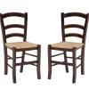Bordeaux Walnut Handwoven Ladder Back Side Chairs, 2-Pack