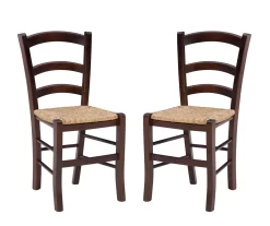 Bordeaux Walnut Handwoven Ladder Back Side Chairs, 2-Pack