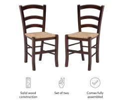 Bordeaux Walnut Handwoven Ladder Back Side Chairs, 2-Pack -Deco Haven Shop 810543200 A8 4