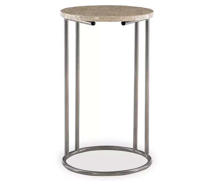 Global Designs Pewter Geometric Capiz Mosaic C Accent Table 3 Global Designs Pewter Geometric Capiz Mosaic C Accent Table - Image 3
