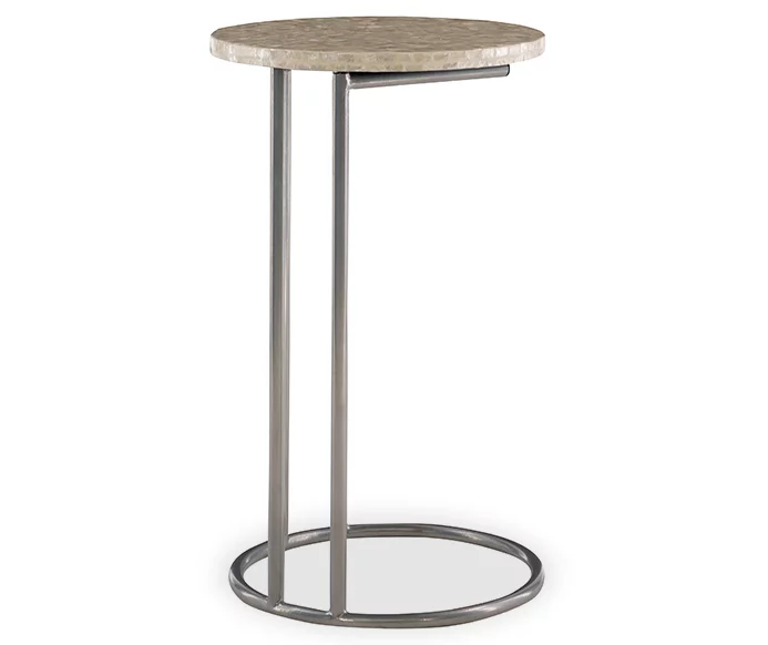 Global Designs Pewter Geometric Capiz Mosaic C Accent Table 4 Global Designs Pewter Geometric Capiz Mosaic C Accent Table - Image 4