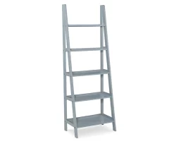 Boston Gray 5-Shelf Wooden Ladder Bookcase