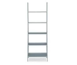 Boston Gray 5-Shelf Wooden Ladder Bookcase -Deco Haven Shop 810543216 3
