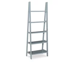 Boston Gray 5-Shelf Wooden Ladder Bookcase -Deco Haven Shop 810543216 4