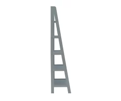 Boston Gray 5-Shelf Wooden Ladder Bookcase -Deco Haven Shop 810543216 5