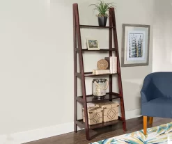 Boston Espresso 5-Shelf Wooden Ladder Bookcase -Deco Haven Shop 810543223 2