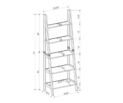 Boston Espresso 5-Shelf Wooden Ladder Bookcase -Deco Haven Shop 810543223 A8