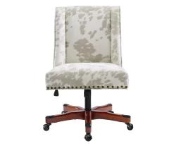 Austin Brown Linen Cow Print Office Chair -Deco Haven Shop 810543224 A0 2