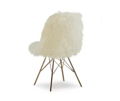 Layton Cream & Gold Faux Fur Chair -Deco Haven Shop 810543311 3