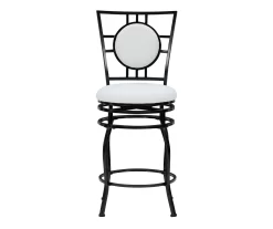 Newton White & Black Upholstered Faux Leather Adjustable Stool -Deco Haven Shop 810543346 A0 2