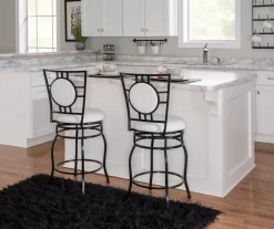 Newton White & Black Upholstered Faux Leather Adjustable Stool -Deco Haven Shop 810543346 A2 6