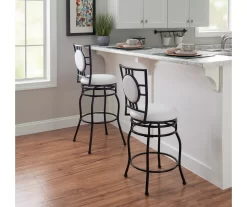 Newton White & Black Upholstered Faux Leather Adjustable Stool -Deco Haven Shop 810543346 A2 9