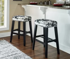 Baldwin White & Black Cow Print Nailhead Bar Stool 7 Baldwin White & Black Cow Print Nailhead Bar Stool -Deco Haven Shop 810543360 3