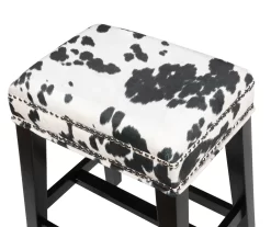 Baldwin White & Black Cow Print Nailhead Bar Stool 8 Baldwin White & Black Cow Print Nailhead Bar Stool -Deco Haven Shop 810543360 4
