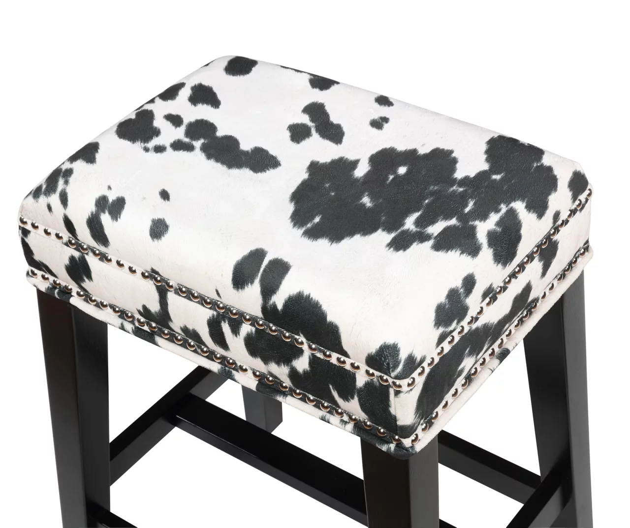 Baldwin White & Black Cow Print Nailhead Bar Stool 4 Baldwin White & Black Cow Print Nailhead Bar Stool - Image 4
