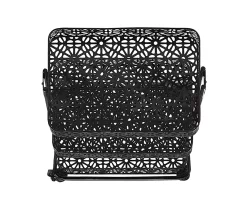 Mabry Black 3-Tier Pierced Floral Rolling Cart 8 Mabry Black 3-Tier Pierced Floral Rolling Cart -Deco Haven Shop 810543382 5