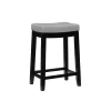 Brooke Gray & Black Faux Leather Backless Padded Counter Stool