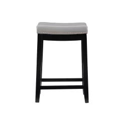 Brooke Gray & Black Faux Leather Backless Padded Counter Stool -Deco Haven Shop 810543418 3