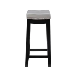 Brooke Gray & Black Faux Leather Backless Padded Counter Stool -Deco Haven Shop 810543418 4