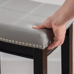Brooke Gray & Black Faux Leather Backless Padded Counter Stool -Deco Haven Shop 810543418 6