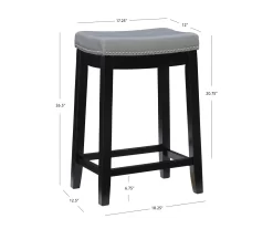 Brooke Gray & Black Faux Leather Backless Padded Counter Stool -Deco Haven Shop 810543418 A7