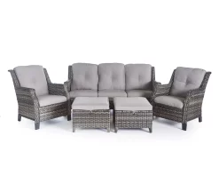 Real Living Rockbridge All-Weather Wicker Cushioned Patio Sofa & Ottoman Set -Deco Haven Shop 810544461 810544462 1