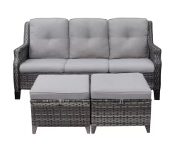Real Living Rockbridge All-Weather Wicker Cushioned Patio Sofa & Ottoman Set