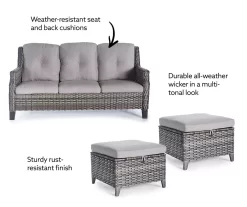 Real Living Rockbridge All-Weather Wicker Cushioned Patio Sofa & Ottoman Set -Deco Haven Shop 810544462 X0 1 2
