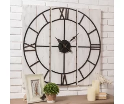 Black & White Distressed Roman Numeral 3-Piece Farmhouse Wall Clock Set, (31.5") -Deco Haven Shop 810546473 4