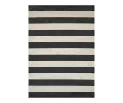Afuera Onyx & Ivory Stripe Outdoor Area Rug, (6.5' x 9.5')