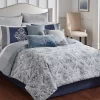 Blue & Gray Damask Clanton Comforter Set