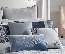 Blue & Gray Damask Clanton Comforter Set -Deco Haven Shop 810547757 4