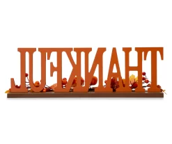 "Thankful" Pumpkin, Berries & Leaves Wordscript Tabletop Decor -Deco Haven Shop 810547801 3