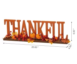 "Thankful" Pumpkin, Berries & Leaves Wordscript Tabletop Decor -Deco Haven Shop 810547801 6